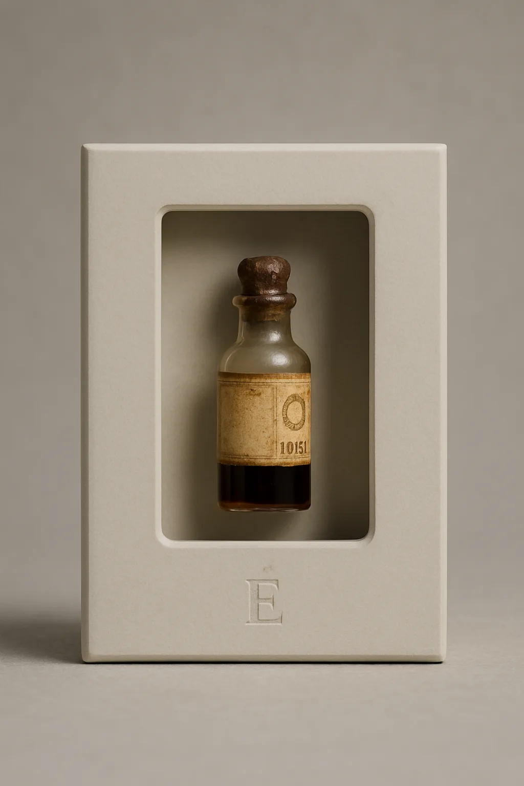 L'étui d'archive en vue trois-quarts, matériaux d'époque et gaine de conservation discrète.